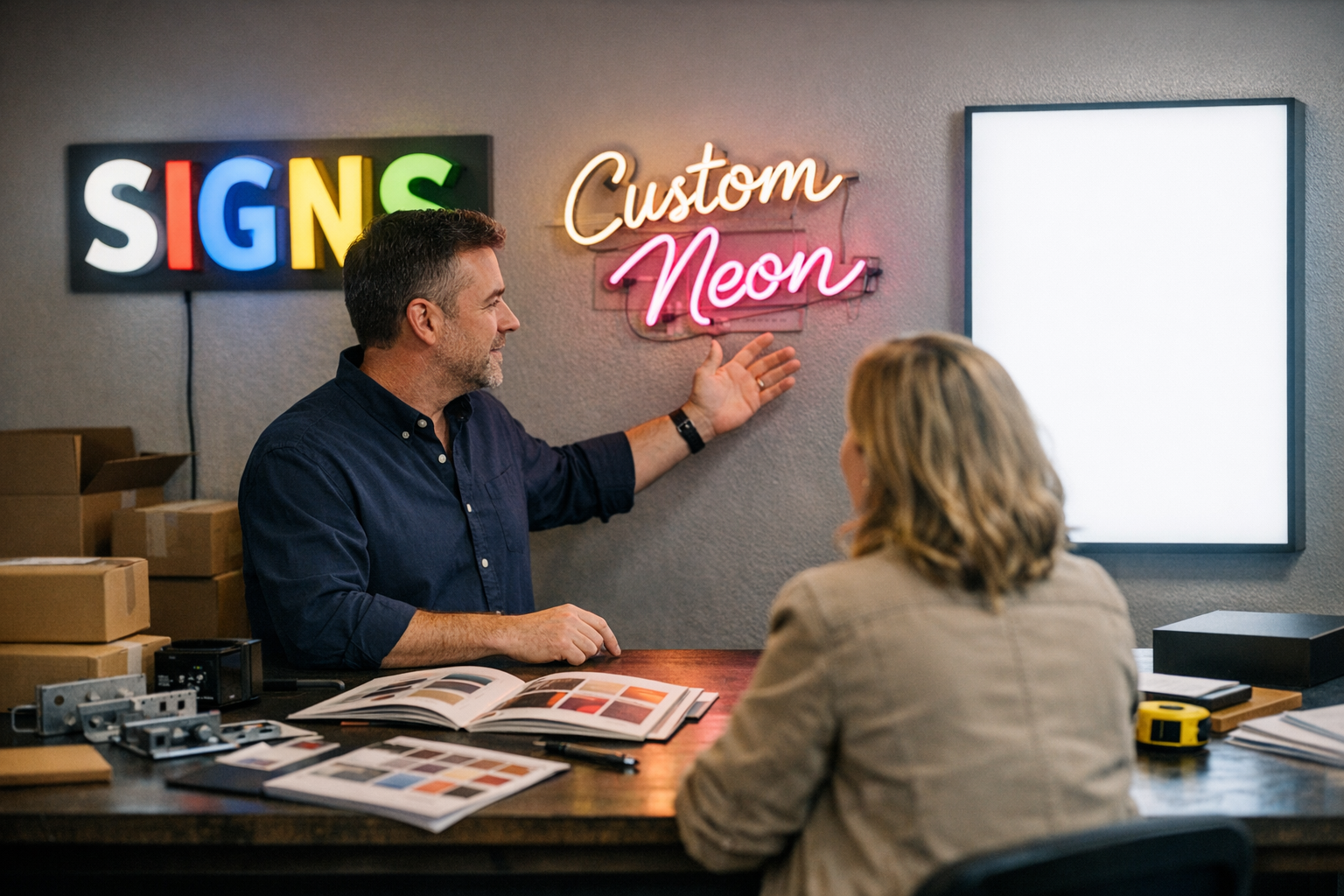 Lichtreclame opties voor verschillende bedrijfslocaties